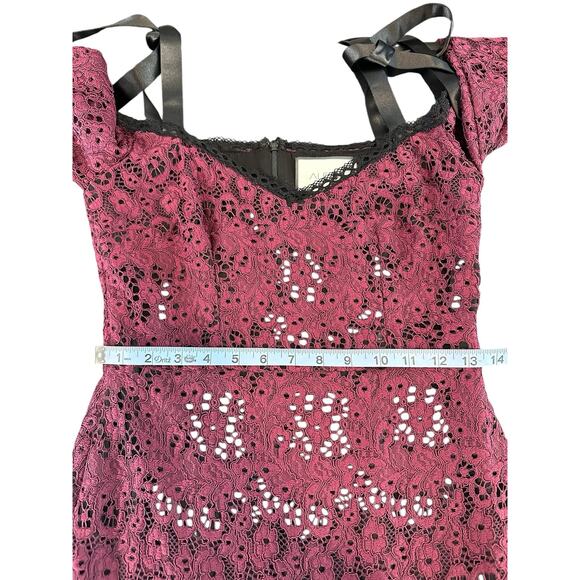 Alexis Burgundy Whimsigoth Guipure Lace Sophia‎ Cocktail Mini Dress Size Small - Picture 11 of 14
